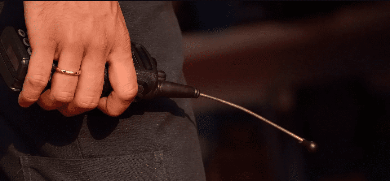 Security personnel with wand
